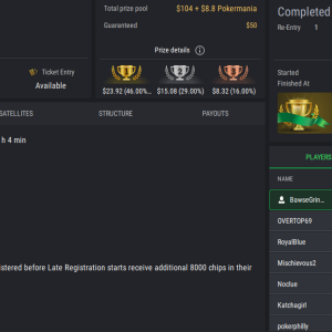 PCF Poker Mania NLHE PKO on StockPoker - November 16, 2025