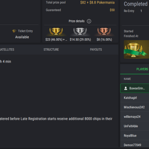 PCF Poker Mania NLHE PKO on StockPoker - December 07, 2025