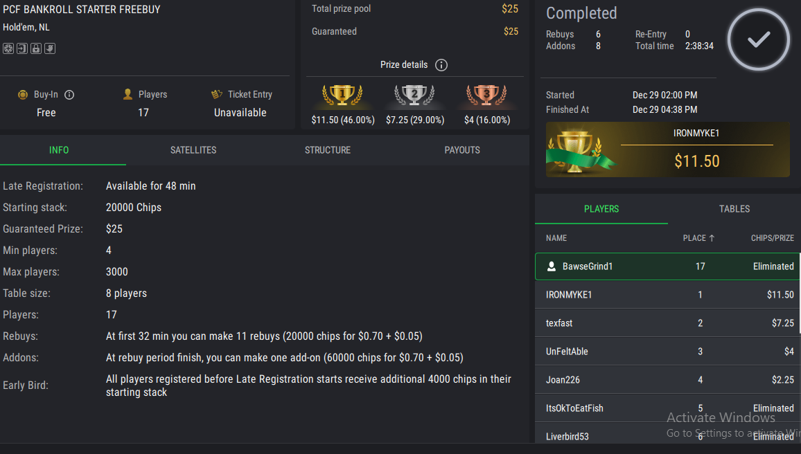 PCF Bankroll Starter Freebuy on StockPoker - December 29, 2025