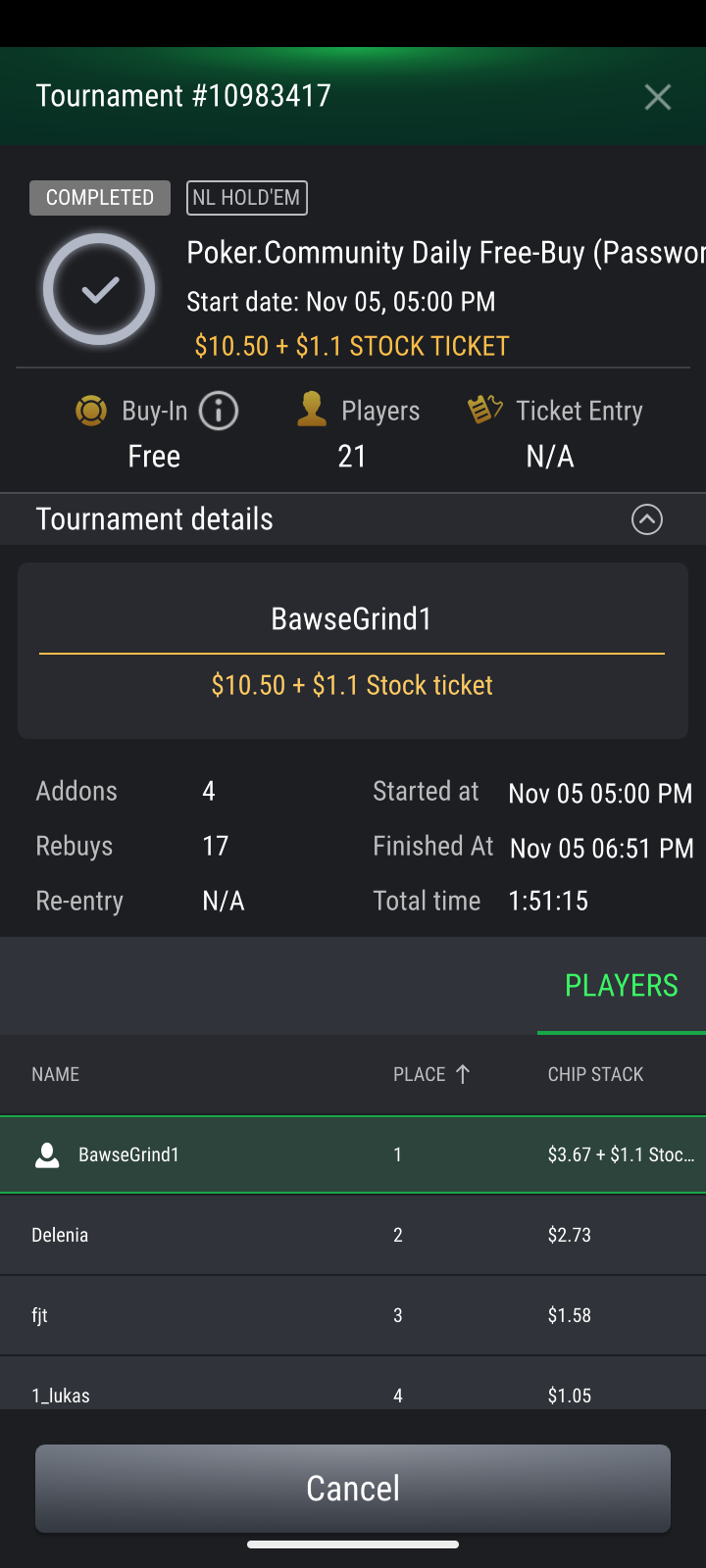 Won our daily freebuy on StockPoker